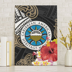 Caribbean American Heritage Month Canvas Wall Art Tribal Pattern Tropical Hibiscus Flower