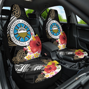 Caribbean American Heritage Month Car Seat Cover Tribal Pattern Tropical Hibiscus Flower