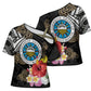 Caribbean American Heritage Month Cross Shoulder Shirt Tribal Pattern Tropical Hibiscus Flower
