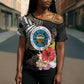 Caribbean American Heritage Month Cross Shoulder Shirt Tribal Pattern Tropical Hibiscus Flower