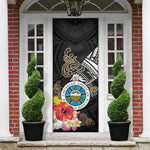 Caribbean American Heritage Month Door Cover Tribal Pattern Tropical Hibiscus Flower
