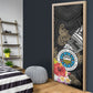 Caribbean American Heritage Month Door Cover Tribal Pattern Tropical Hibiscus Flower