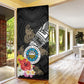 Caribbean American Heritage Month Door Cover Tribal Pattern Tropical Hibiscus Flower