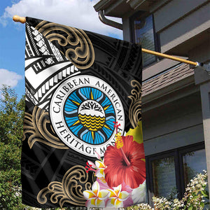 Caribbean American Heritage Month Garden Flag Tribal Pattern Tropical Hibiscus Flower