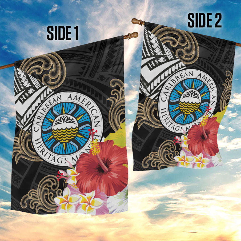 Caribbean American Heritage Month Garden Flag Tribal Pattern Tropical Hibiscus Flower