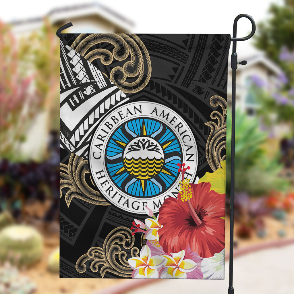 Caribbean American Heritage Month Garden Flag Tribal Pattern Tropical Hibiscus Flower