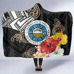 Caribbean American Heritage Month Hooded Blanket Tribal Pattern Tropical Hibiscus Flower