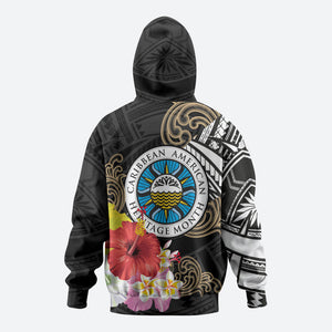 Caribbean American Heritage Month Hoodie Tribal Pattern Tropical Hibiscus Flower