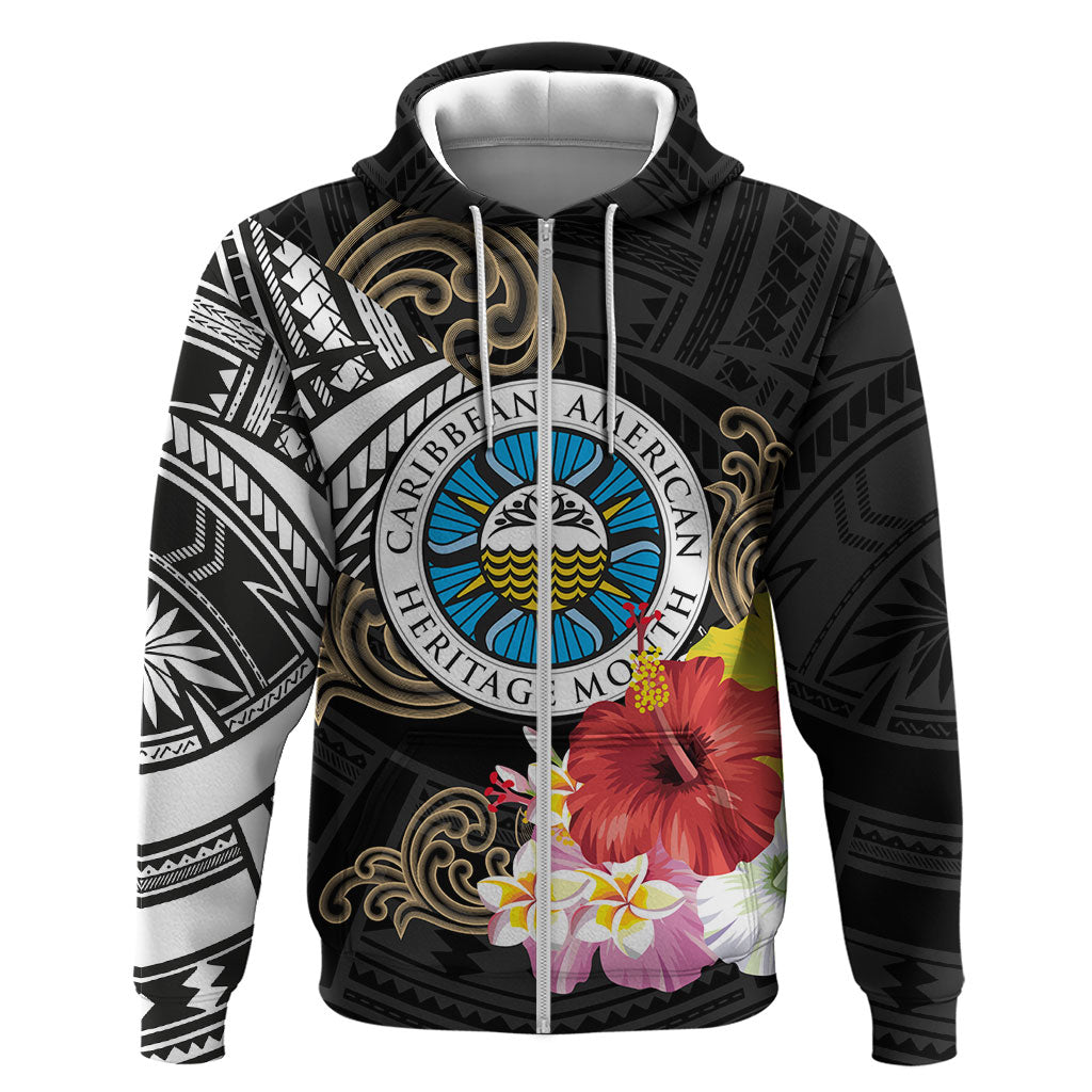 Caribbean American Heritage Month Hoodie Tribal Pattern Tropical Hibiscus Flower
