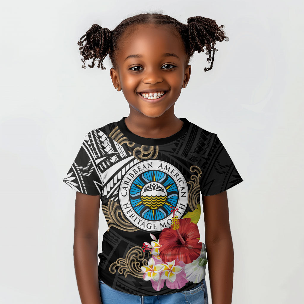 Caribbean American Heritage Month Kid T shirt Tribal Pattern Tropical Hibiscus Flower