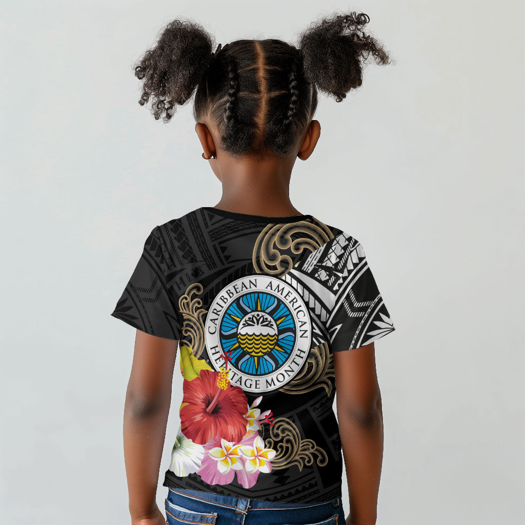 Caribbean American Heritage Month Kid T shirt Tribal Pattern Tropical Hibiscus Flower