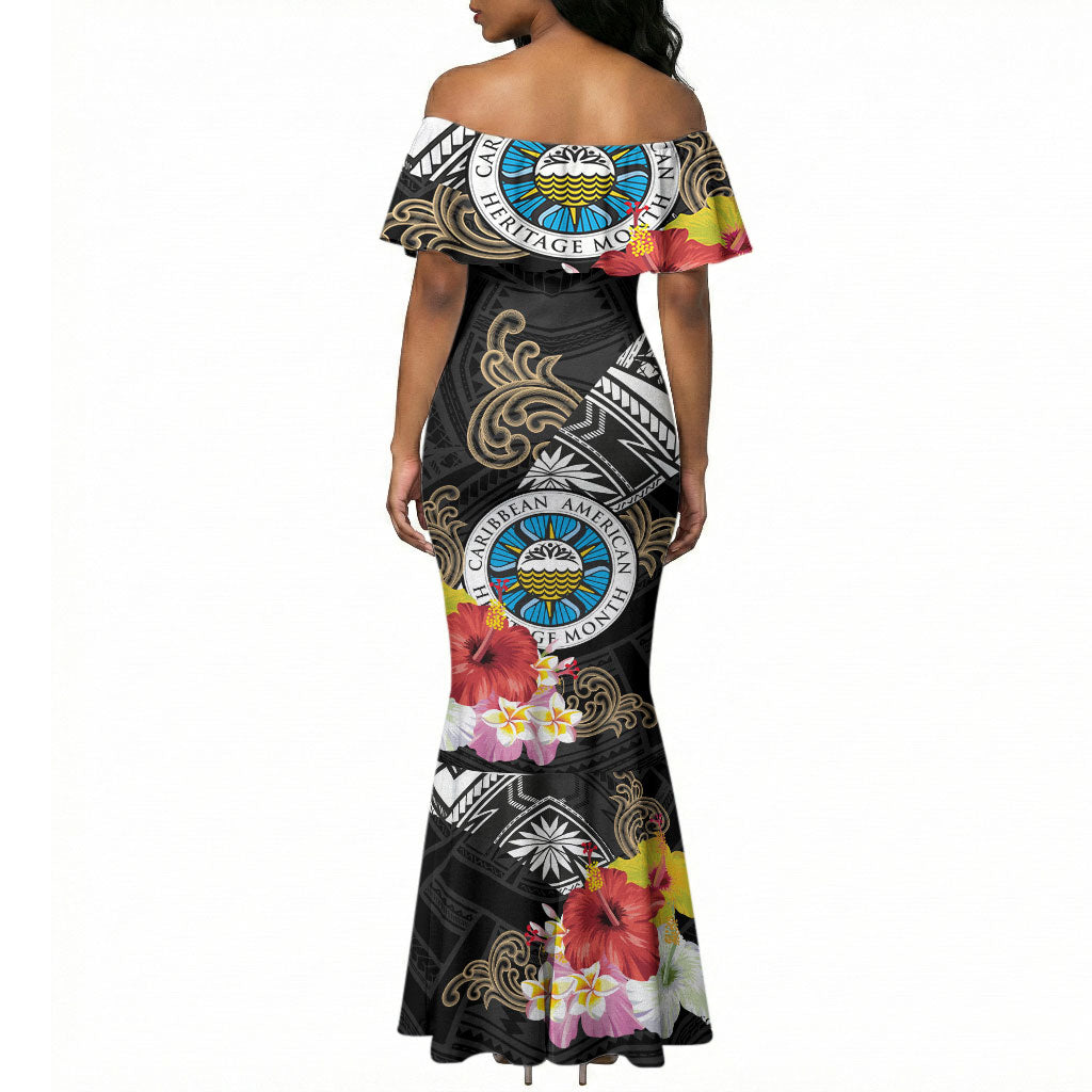 Caribbean American Heritage Month Mermaid Dress Tribal Pattern Tropical Hibiscus Flower
