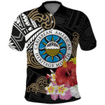Caribbean American Heritage Month Polo Shirt Tribal Pattern Tropical Hibiscus Flower