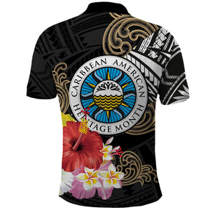 Caribbean American Heritage Month Polo Shirt Tribal Pattern Tropical Hibiscus Flower
