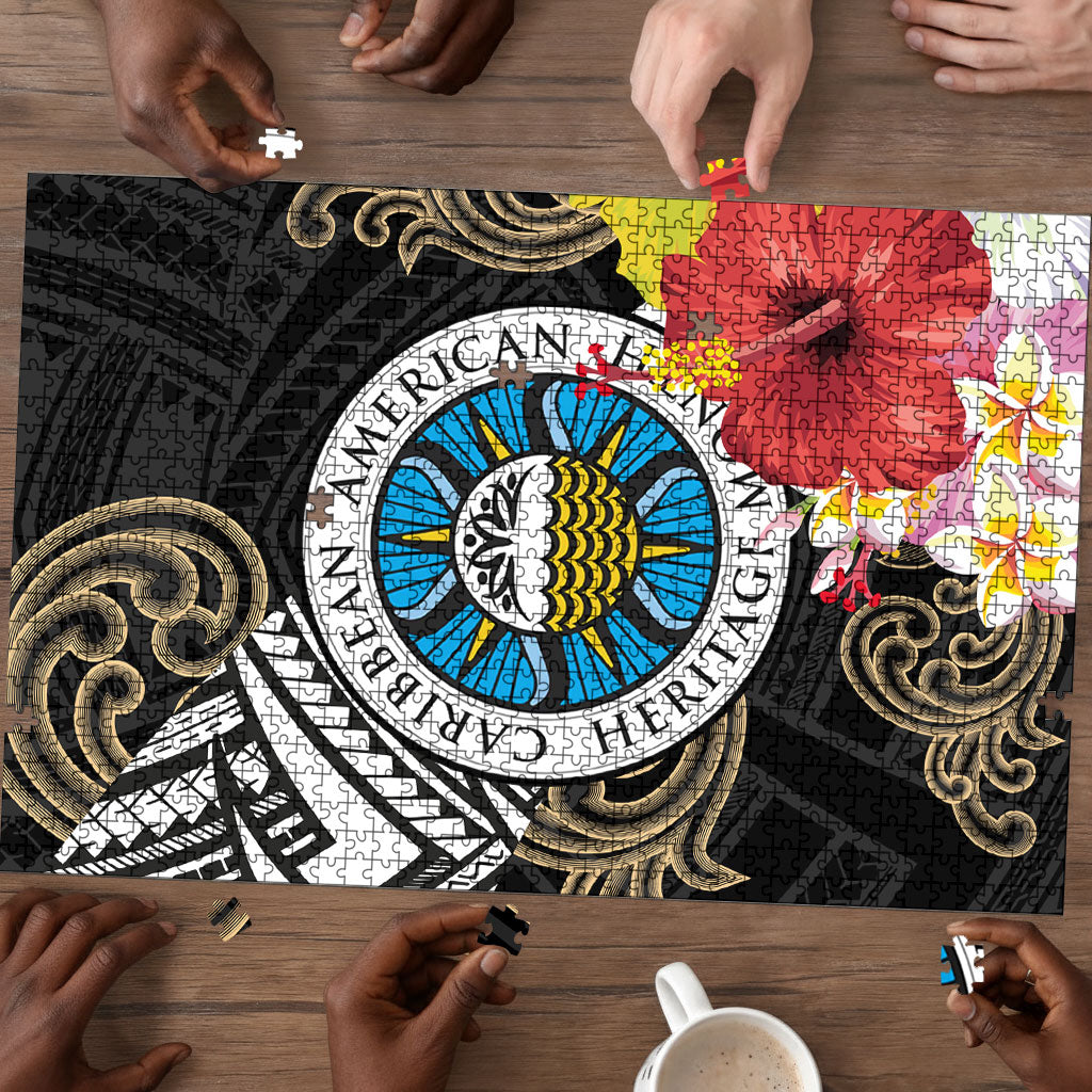 Caribbean American Heritage Month Puzzle Tribal Pattern Tropical Hibiscus Flower