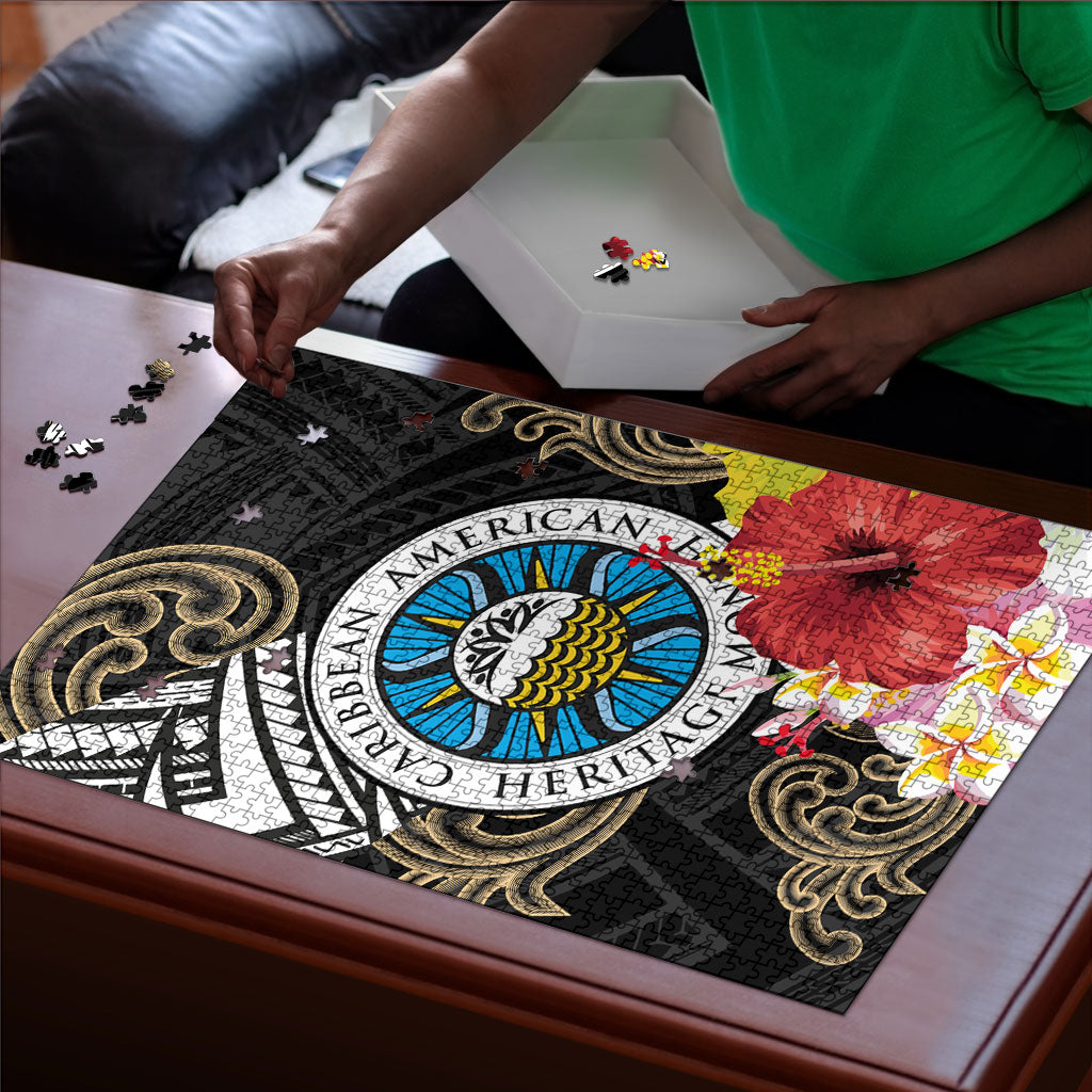 Caribbean American Heritage Month Puzzle Tribal Pattern Tropical Hibiscus Flower
