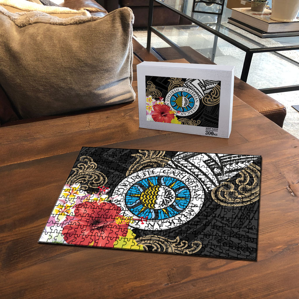 Caribbean American Heritage Month Puzzle Tribal Pattern Tropical Hibiscus Flower