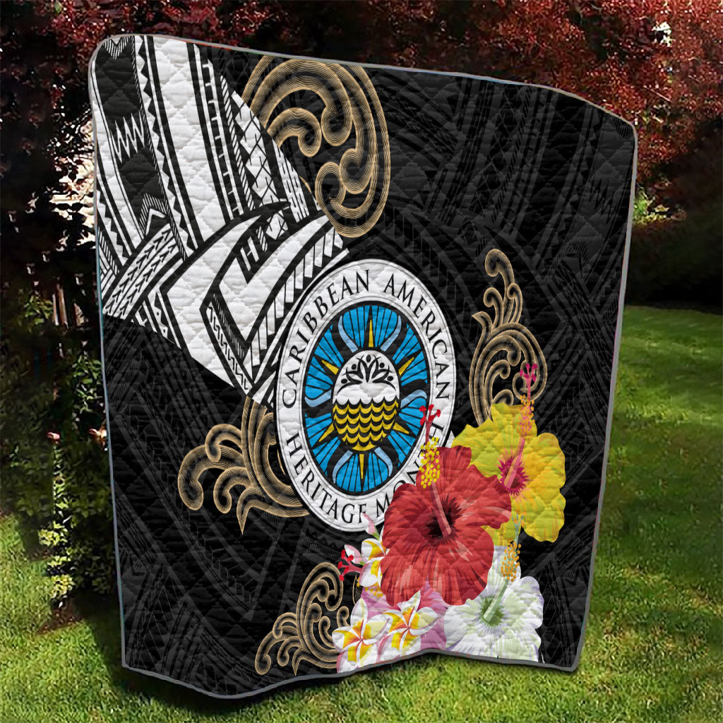 Caribbean American Heritage Month Quilt Tribal Pattern Tropical Hibiscus Flower