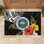 Caribbean American Heritage Month Rubber Doormat Tribal Pattern Tropical Hibiscus Flower