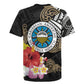 Caribbean American Heritage Month Rugby Jersey Tribal Pattern Tropical Hibiscus Flower