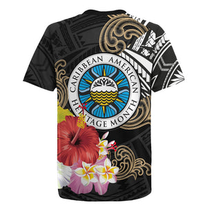 Caribbean American Heritage Month Rugby Jersey Tribal Pattern Tropical Hibiscus Flower