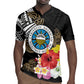 Caribbean American Heritage Month Rugby Jersey Tribal Pattern Tropical Hibiscus Flower