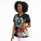 Caribbean American Heritage Month Scrub Top Tribal Pattern Tropical Hibiscus Flower