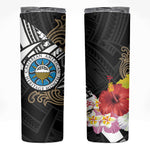 Caribbean American Heritage Month Skinny Tumbler Tribal Pattern Tropical Hibiscus Flower