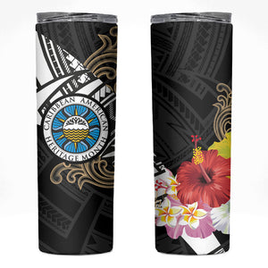Caribbean American Heritage Month Skinny Tumbler Tribal Pattern Tropical Hibiscus Flower