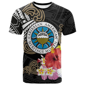 Caribbean American Heritage Month T shirt Tribal Pattern Tropical Hibiscus Flower