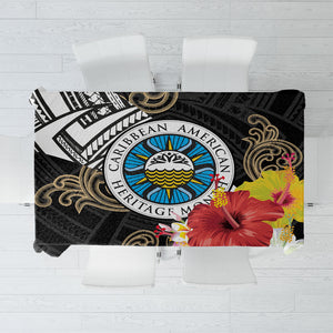 Caribbean American Heritage Month Tablecloth Tribal Pattern Tropical Hibiscus Flower