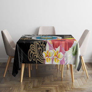 Caribbean American Heritage Month Tablecloth Tribal Pattern Tropical Hibiscus Flower