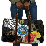 Caribbean American Heritage Month Travel Bag Tribal Pattern Tropical Hibiscus Flower