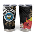 Caribbean American Heritage Month Tumbler Cup Tribal Pattern Tropical Hibiscus Flower
