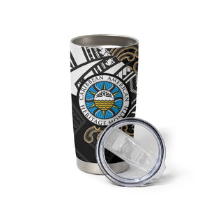 Caribbean American Heritage Month Tumbler Cup Tribal Pattern Tropical Hibiscus Flower