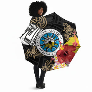 Caribbean American Heritage Month Umbrella Tribal Pattern Tropical Hibiscus Flower