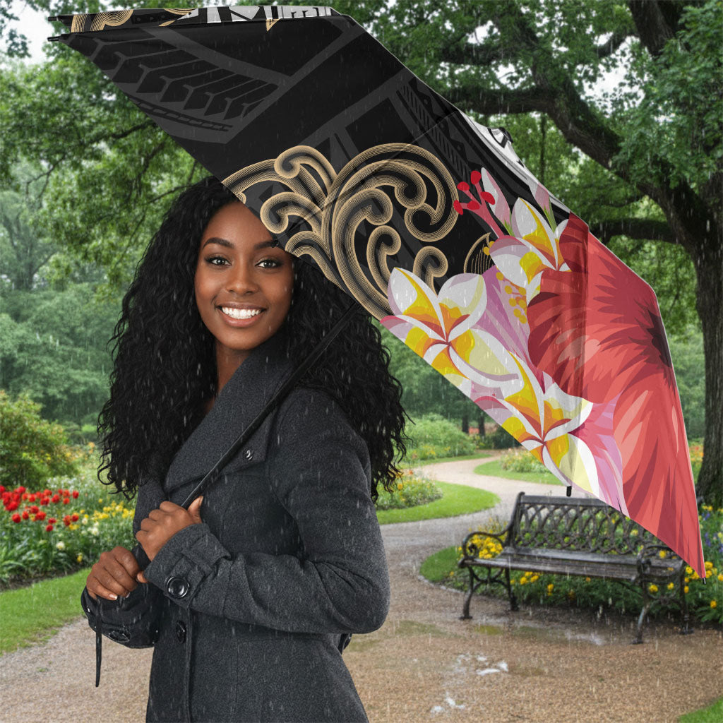 Caribbean American Heritage Month Umbrella Tribal Pattern Tropical Hibiscus Flower
