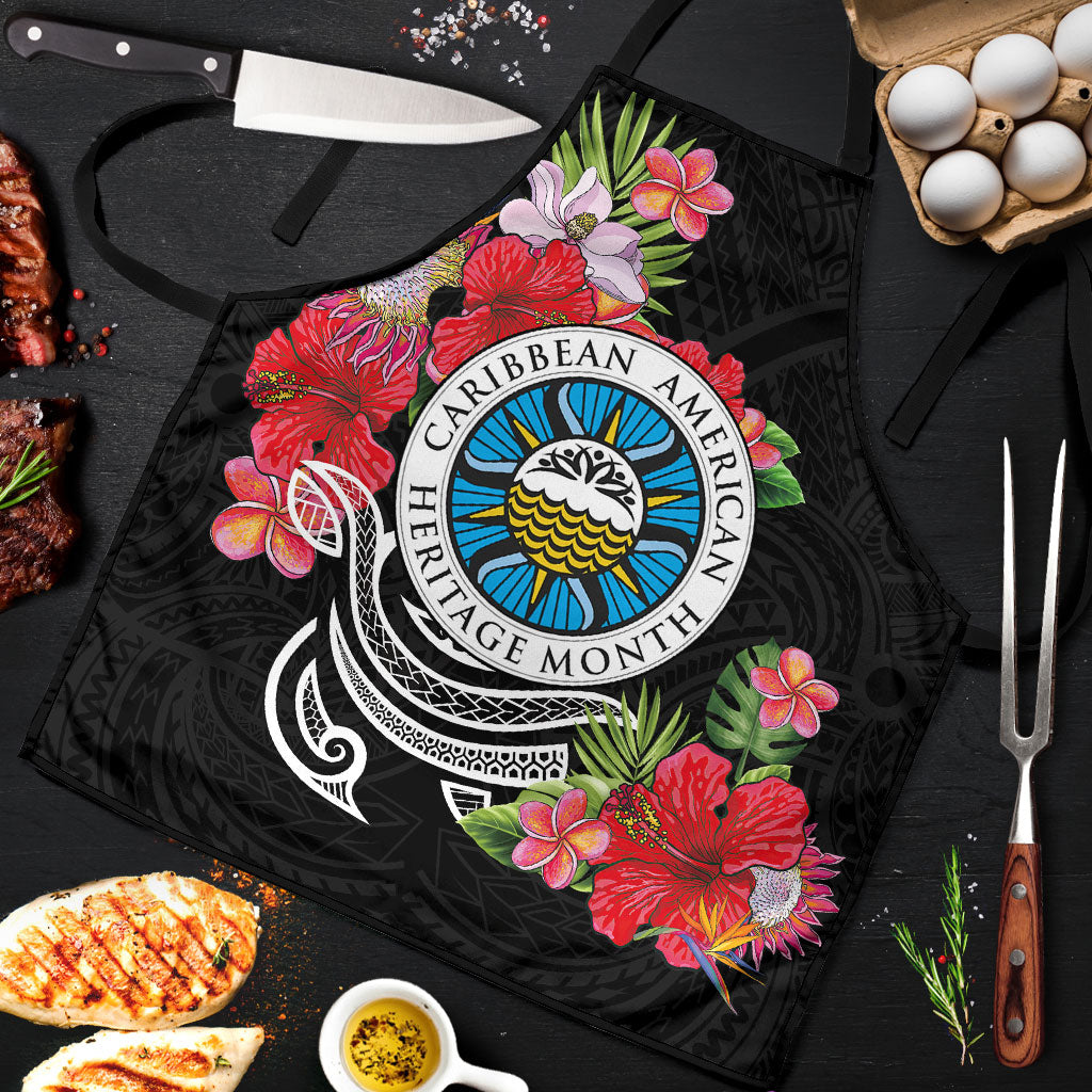 Caribbean American Heritage Month Apron Tropical Hibiscus Flower Tribal Tattoo