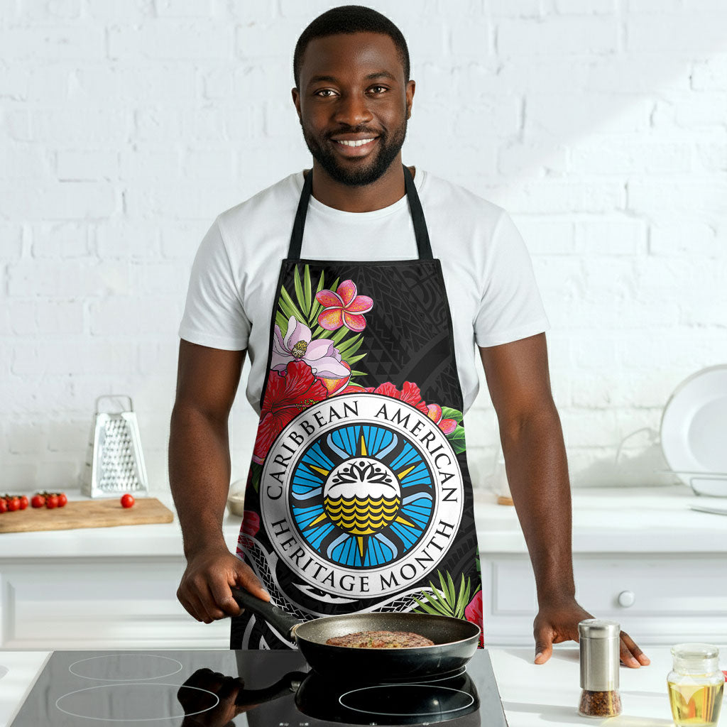 Caribbean American Heritage Month Apron Tropical Hibiscus Flower Tribal Tattoo