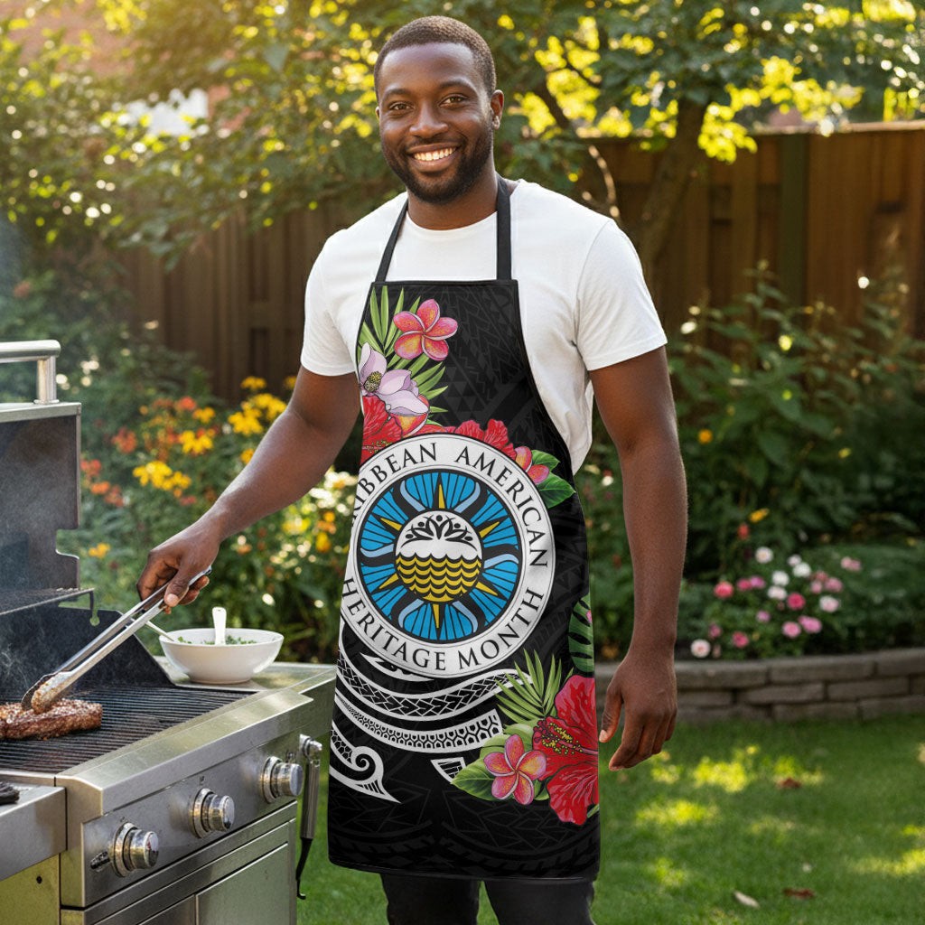 Caribbean American Heritage Month Apron Tropical Hibiscus Flower Tribal Tattoo