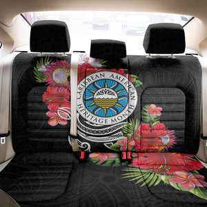 Caribbean American Heritage Month Back Car Seat Cover Tropical Hibiscus Flower Tribal Tattoo