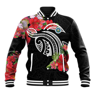 Caribbean American Heritage Month Baseball Jacket Tropical Hibiscus Flower Tribal Tattoo