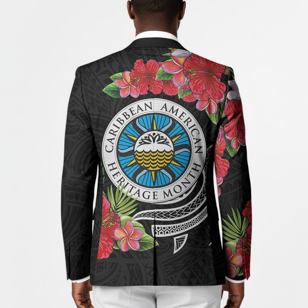 Caribbean American Heritage Month Blazer Tropical Hibiscus Flower Tribal Tattoo