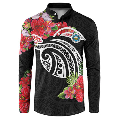 Caribbean American Heritage Month Button Sweatshirt Tropical Hibiscus Flower Tribal Tattoo