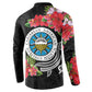 Caribbean American Heritage Month Button Sweatshirt Tropical Hibiscus Flower Tribal Tattoo