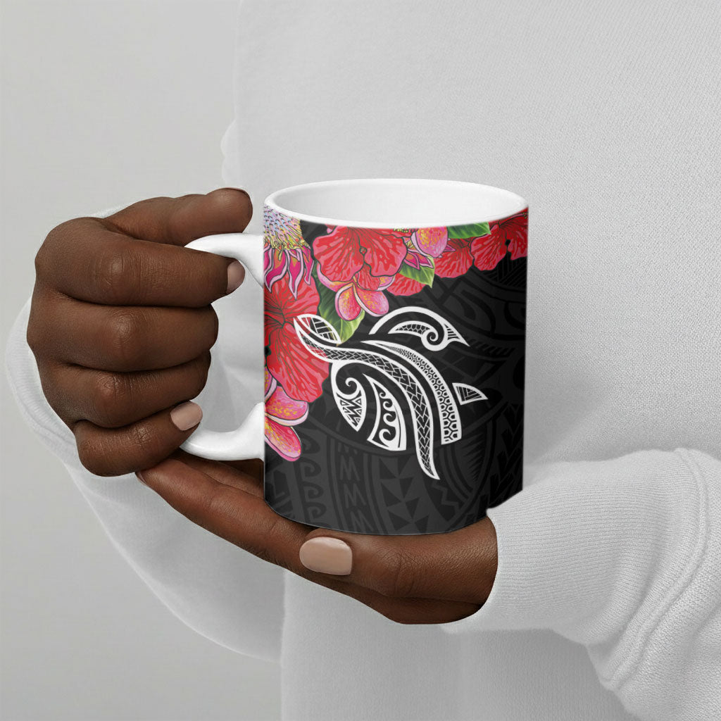 Caribbean American Heritage Month Ceramic Mug Tropical Hibiscus Flower Tribal Tattoo