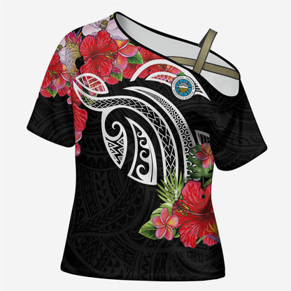 Caribbean American Heritage Month Cross Shoulder Shirt Tropical Hibiscus Flower Tribal Tattoo
