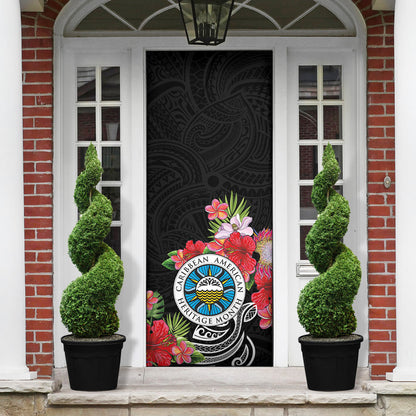 Caribbean American Heritage Month Door Cover Tropical Hibiscus Flower Tribal Tattoo