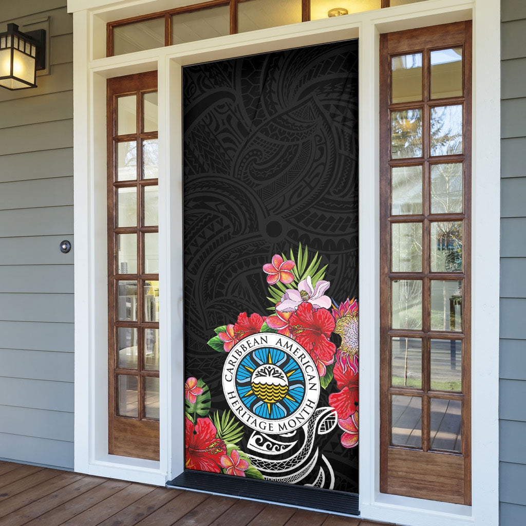 Caribbean American Heritage Month Door Cover Tropical Hibiscus Flower Tribal Tattoo