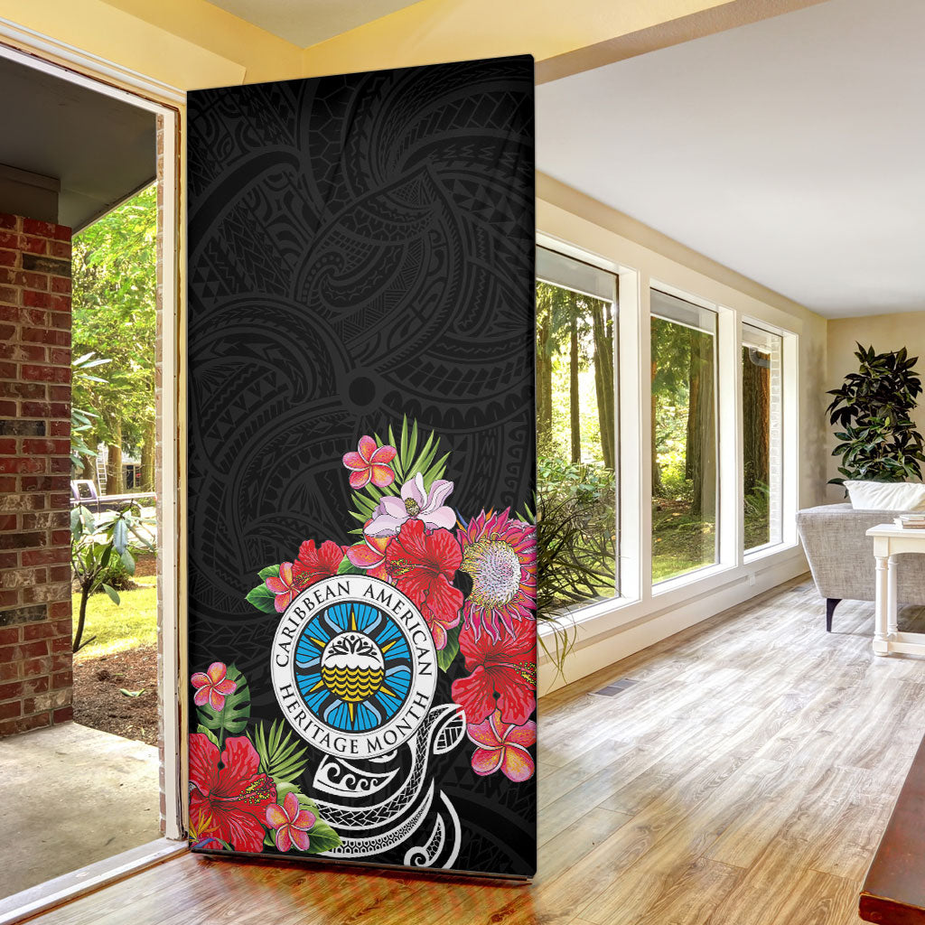 Caribbean American Heritage Month Door Cover Tropical Hibiscus Flower Tribal Tattoo